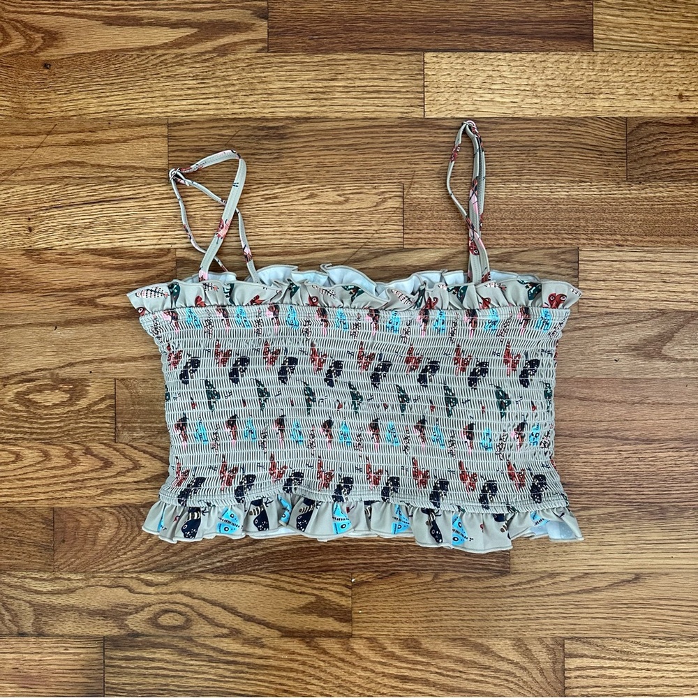 Kortni Jeane Blue Smocked Ruffled Camisole Bikini